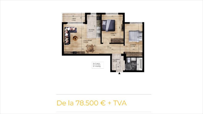 Pantelimon  Apartament 3 camere  61,48 mp utili