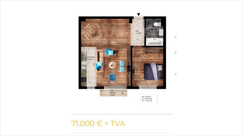 Pantelimon Apartament 2 camere  - Cernica Residence 55,65 mp utili